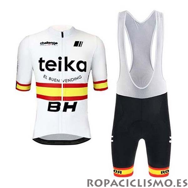 2020 Maillot Teika BH Campeon Espana Tirantes Mangas Cortas Blanco